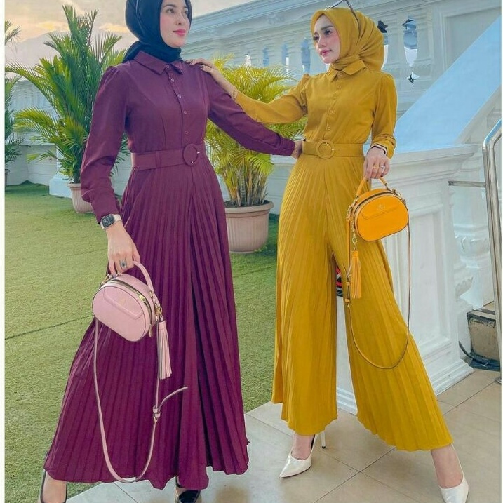 9098 Jumpsuit prisket wanita import baju jumpsuit plisket jamsuit panjang premium pesta cewek import