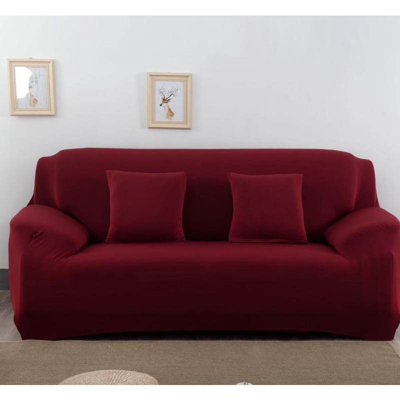 Sarung Sofa Solid Elastis 3/4 Dudukan Cover Sofa 3/4 Seater Penutup Sofa