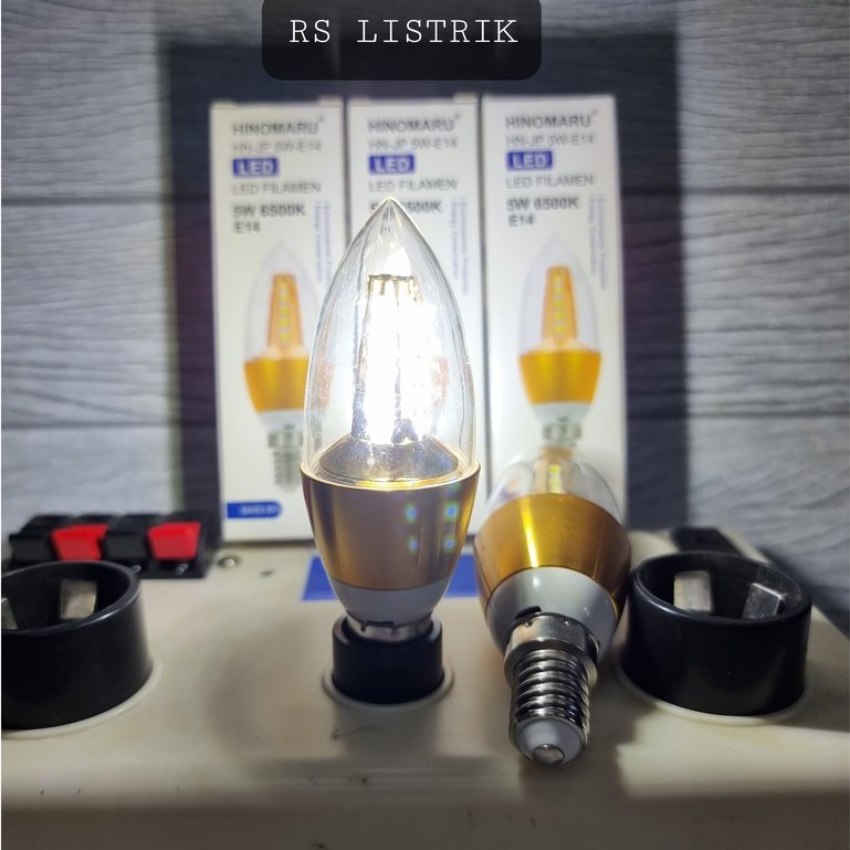 hinomaru Lampu LED Candle 5w 5 watt e14 PUTIH filamen 6500K