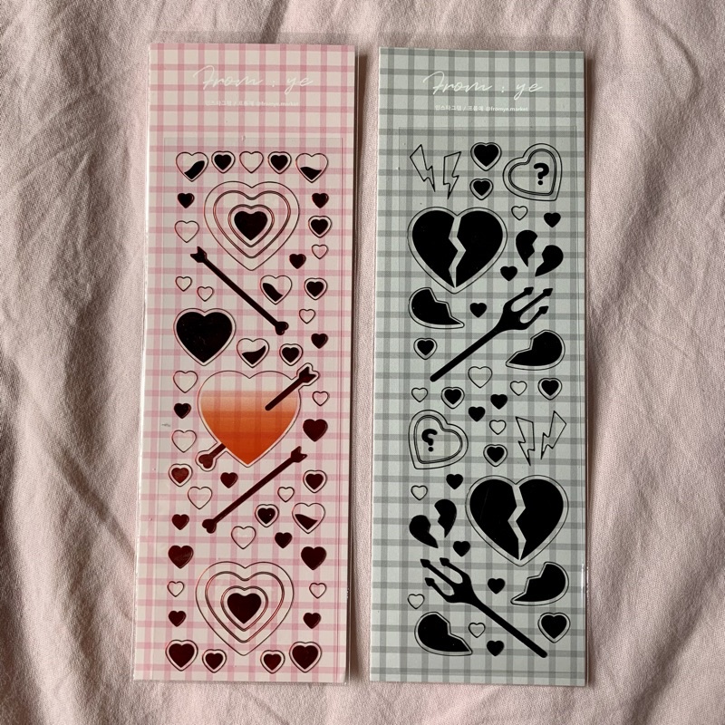 

From ye sticker korea polco deco foil red heart, black heart, raindrop blue