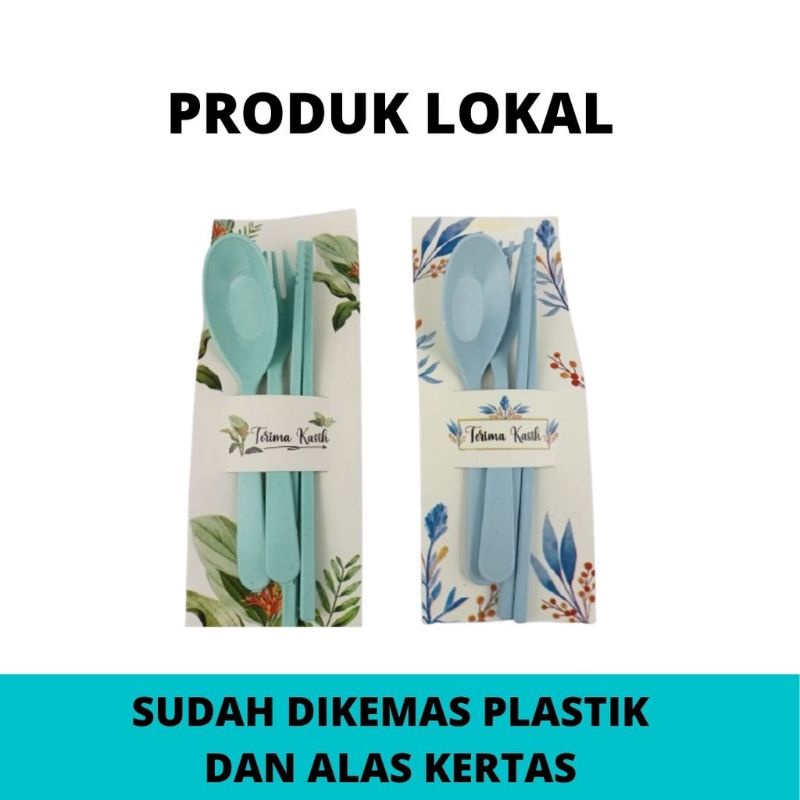 PCS Travel Set + Alas Shabby Souvenir (Sendok Garpu Sumpit) Kemasan Plastik