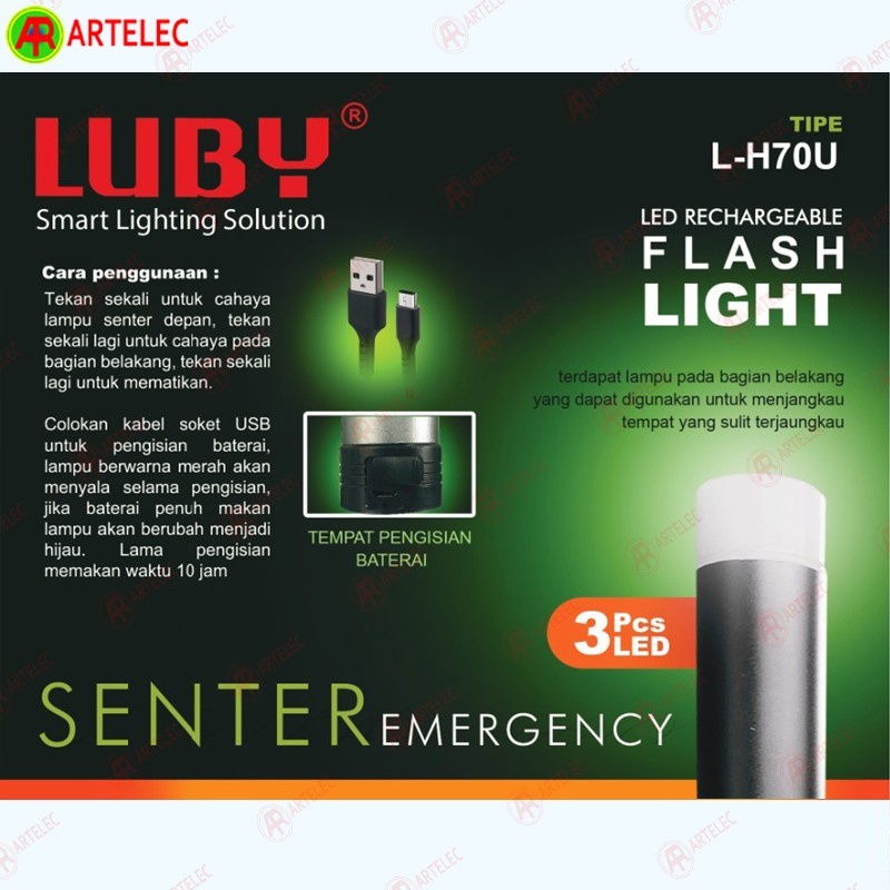 COD!! Senter LUBY L-H07U | L-H07-U Flash Light + Stick Light bisa di cas