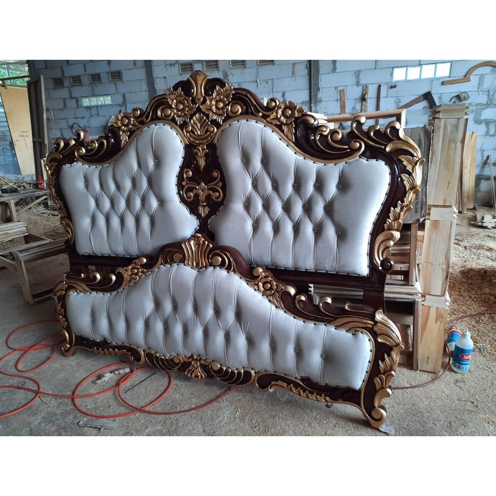 Ranjang Kayu Jati Kombinasi/Dipan Kayu Mewah