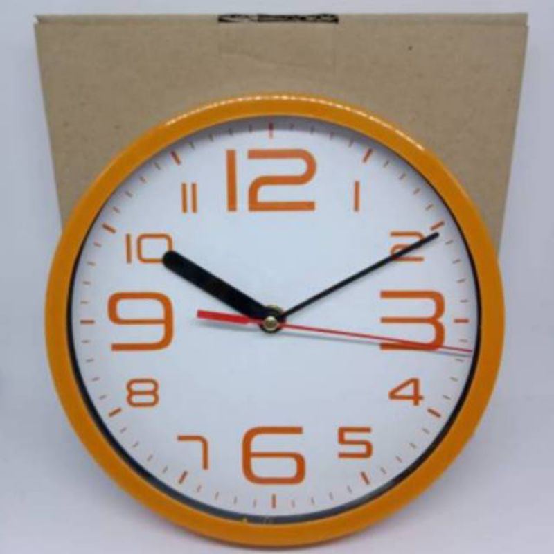 Jam Dinding Minimalis Orange White