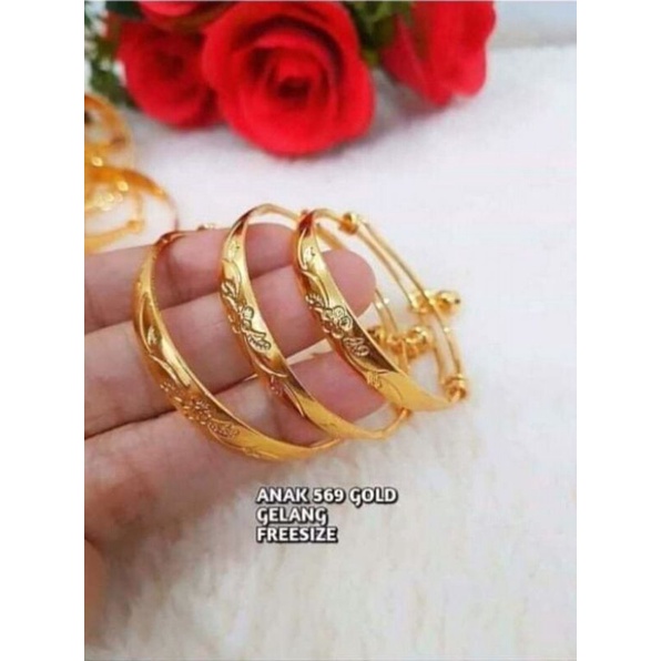 gelang tangan anak gelang tangan kerincing warna gold