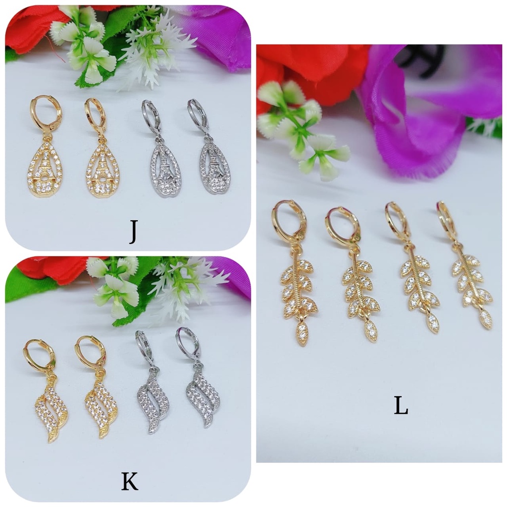 Anting permata lapis emas perhiasan fashion J-L