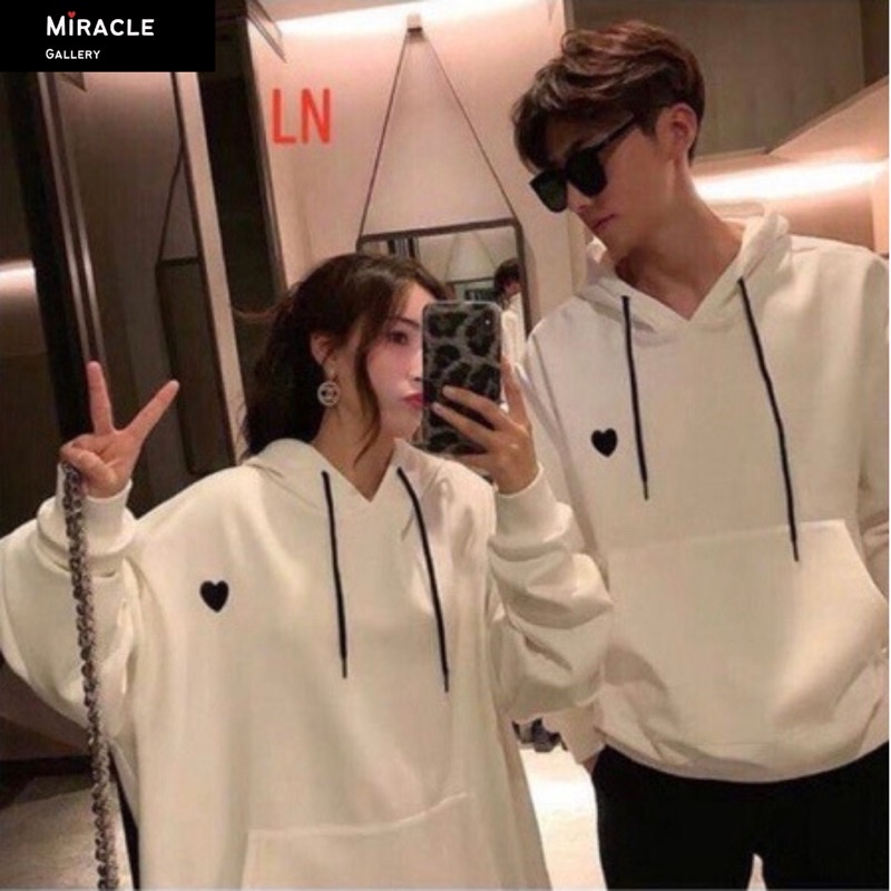 Sweater Hoodie Couple / Jaket pasangan LOVE HEART Bahan Fleece Premium