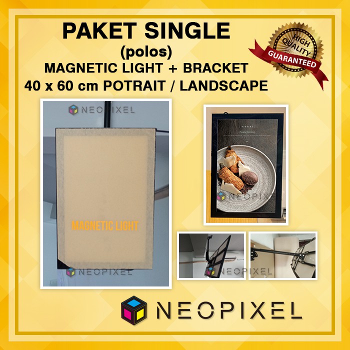 Neon box menu paket single uk 40x60 cm  Termasuk Bracket -  Light box LED menu café  TANPA Visual
