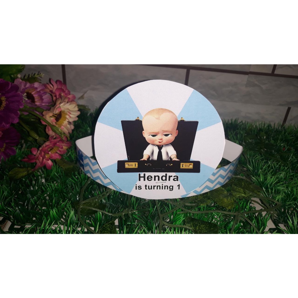 TOPI ULTAH ANAK MURAH TEMA BABY BOSS CUSTOM FREE DESAIN