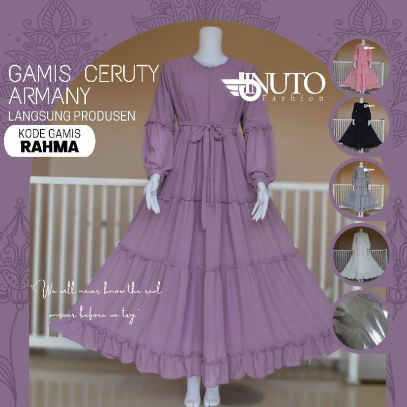 RAHMA VARIASI GAMIS CERUTY BABYDOLL POLOS PREMIUM | Gamis Ceruti babydoll premium | Gamis Bahan Ceru