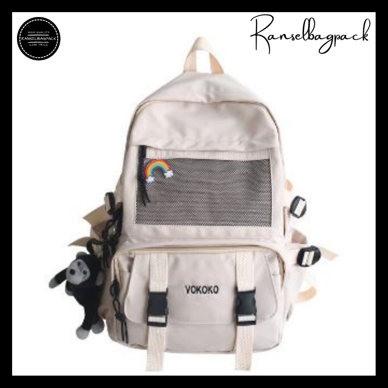 Tas Ransel Punggung Backpack Kanvas Bahu Simple Kekinian Model Kasual Termurah Terbaru Korea Remaja Travel Baru Multifungsi Backpack Pria Wanita Cewek Cowok 002