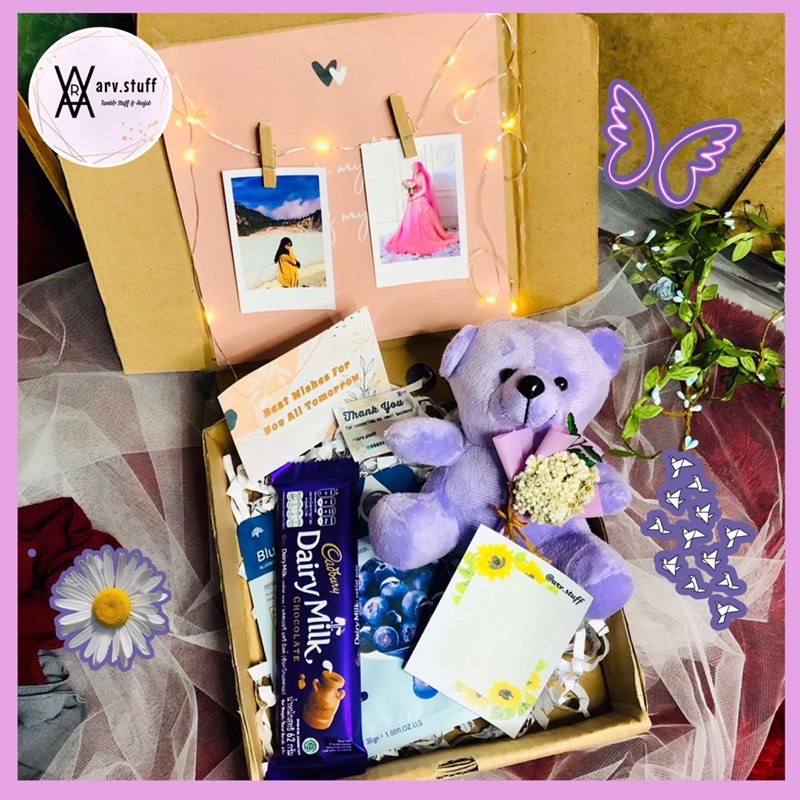 Gift box/ Hampers Hadiah wisuda kado wedding pernikahan gift box parcel termurah kado murah kado murah hari kasih sayang cinta romantis pink valentine day/bear/diary milk/jar/lucu/tumblr/kado kekinian/kado cewek/boneka/mini bouquet