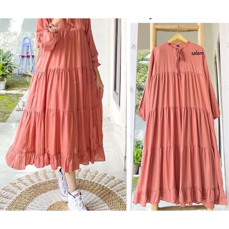 SOJIN MIDI DRESS FULL REMPEL / DRESS SOJIN REMPEL/MIDI REMPEL / MIDI / DRESS WANITA POLOS