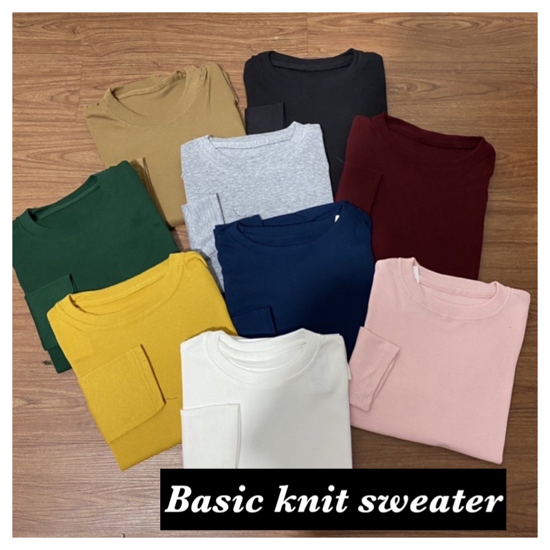 SWEATER LENGAN PANJANG TSHIRT KNIT RIB RAJUT KAOS OBLONG MELAR JUMBO ADEM DAILY BASIC