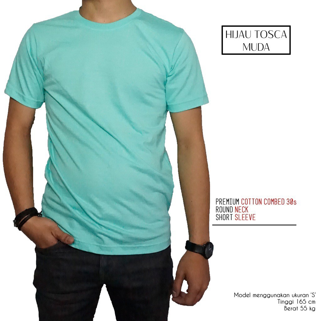 KAOS POLOS HIJAU TOSCA MUDA COTTON COMBED 30s Aferia Store