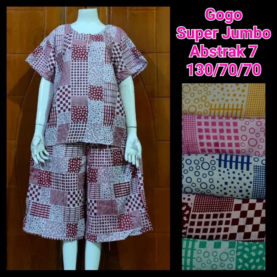 BAJU TIDUR DASTER / setelan pendek jumbo / rayon solo /motif abstrak /babydoll/ busui bumil / dewasa