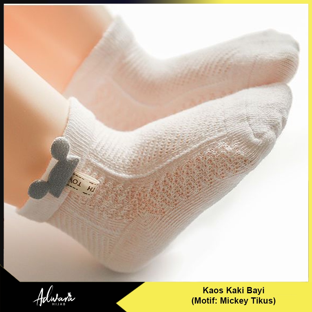 Kaos Kaki Bayi Pendek Katun Lembut Motif Tikus Lucu / Kaos Kaki Import Balita Anti Slip