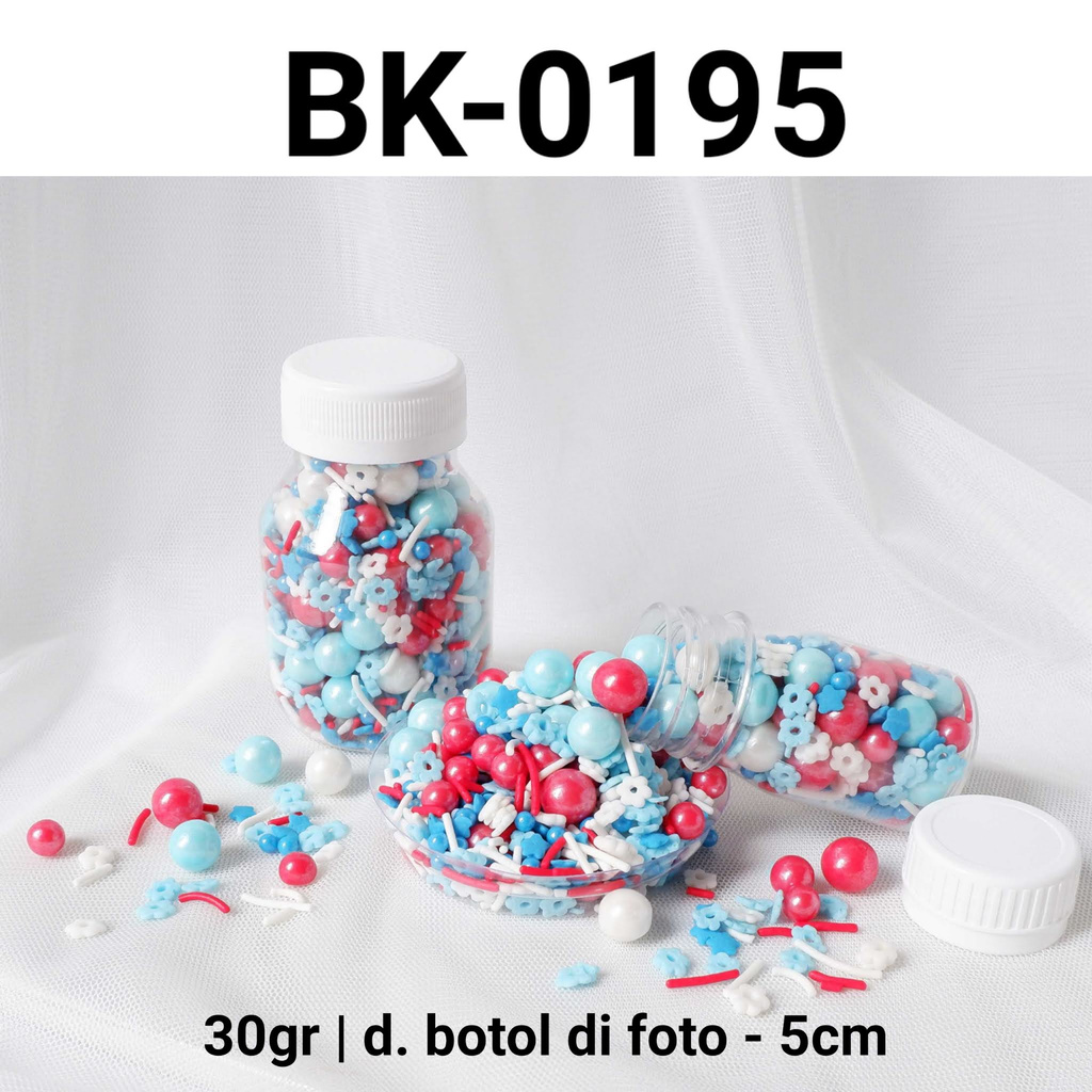

BK-0195 YBB Sprinkles sprinkel 30gr 30 gram mutiara biru merah