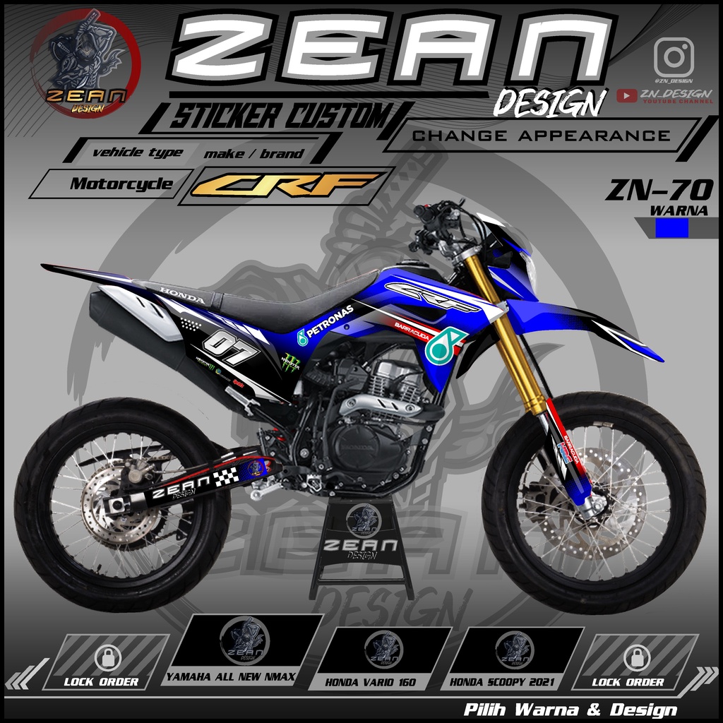 Decal Sticker Motor Cross CRF 150L Fullbody - Dekal Stiker CRF 150 L Motif Custom Supermoto Terbaru 