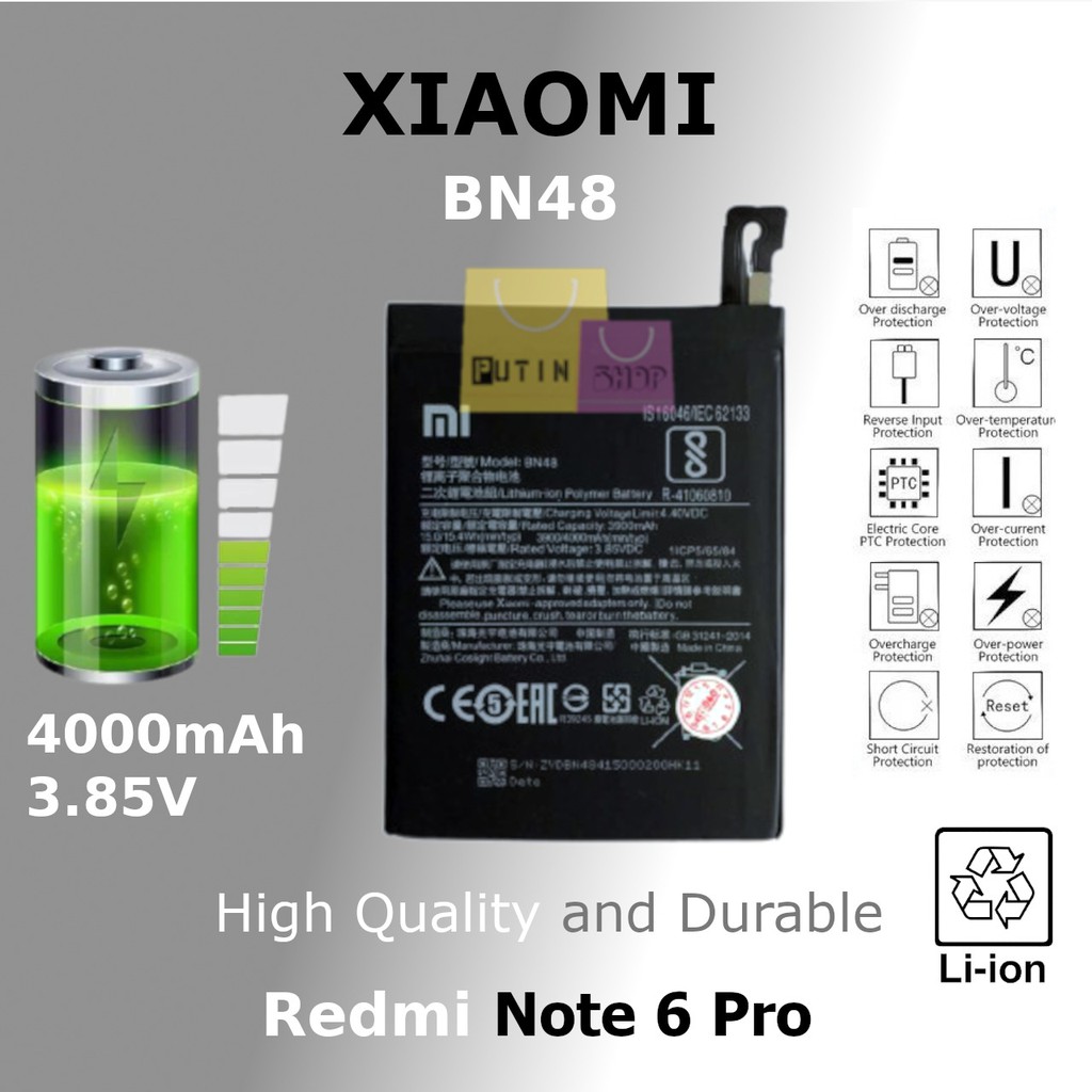 (P) Baterai batre batere battery Original Xiaomi Redmi Note 6 pro / BN48