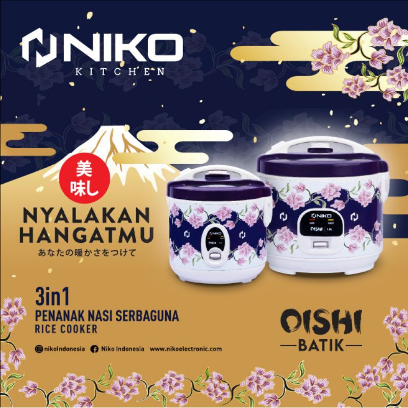 Magic Com Niko Oishi Batik 1,8 Liter Rice cooker niko magicom tutup kaca