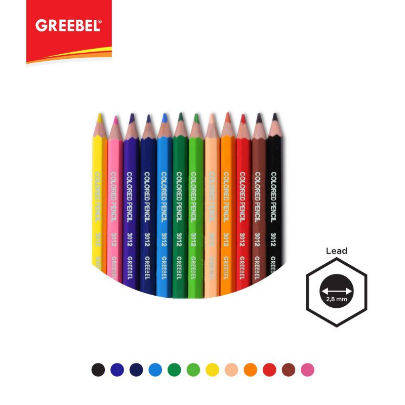 Pensil Warna Greebel 12 pendek