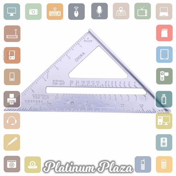 Taffware Penggaris Siku Mistar Triangle Ruler Aluminium - VK18 - Gray`2GTKOE-