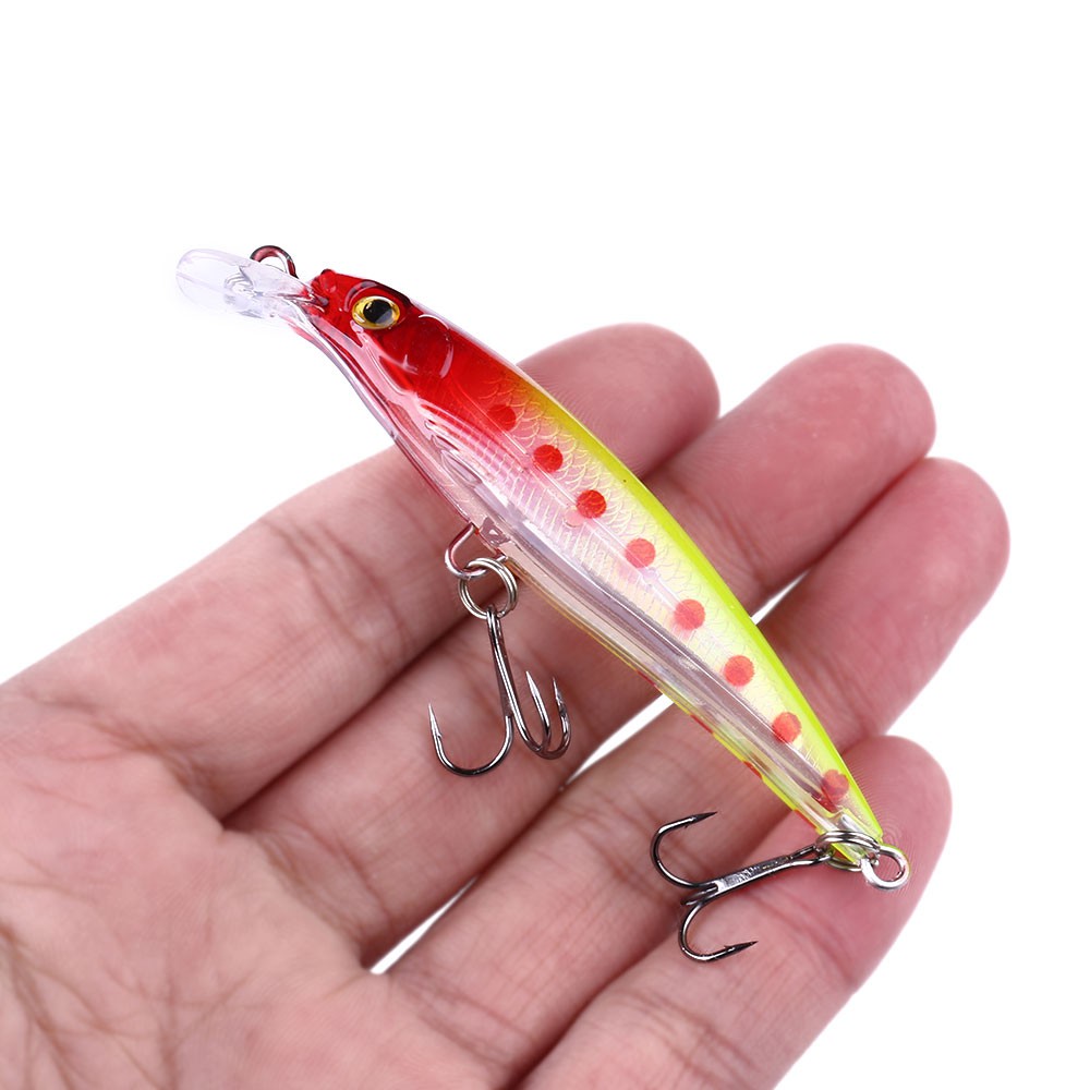 Hengjia 8pcs / Set Umpan Pancing Bentuk Ikan Kecil Bahan Plastik Keras 8.5cm / 7.4g Minnow Fishing Lure Set Wobblers Crankbaits Fishing Tackle