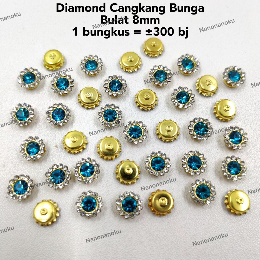 [±300 bj] Kristal Cangkang Bunga 8 mm Bulat Batu Diamond Permata Akrilik/Berlian Jahit