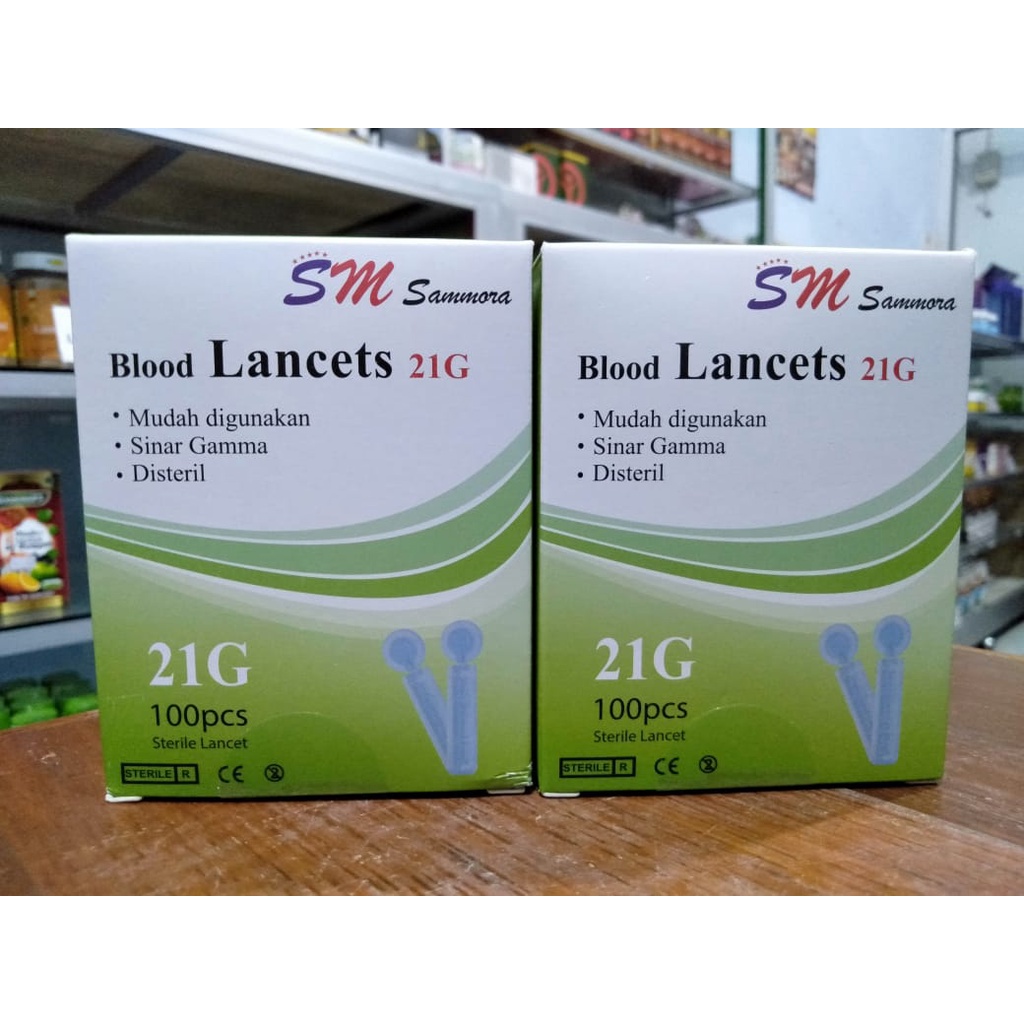 Blood Lancet 21G Sammora Isi 100 Jarum Bekam Samora 21G Ori