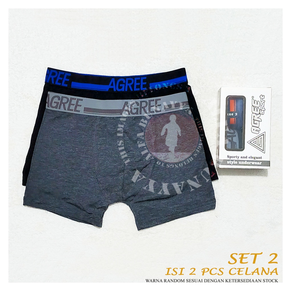 2 Pcs Celana Dalam Pria AGREE SPORT BOXER CD Underwear Pakaian Dalam AB66AGS08