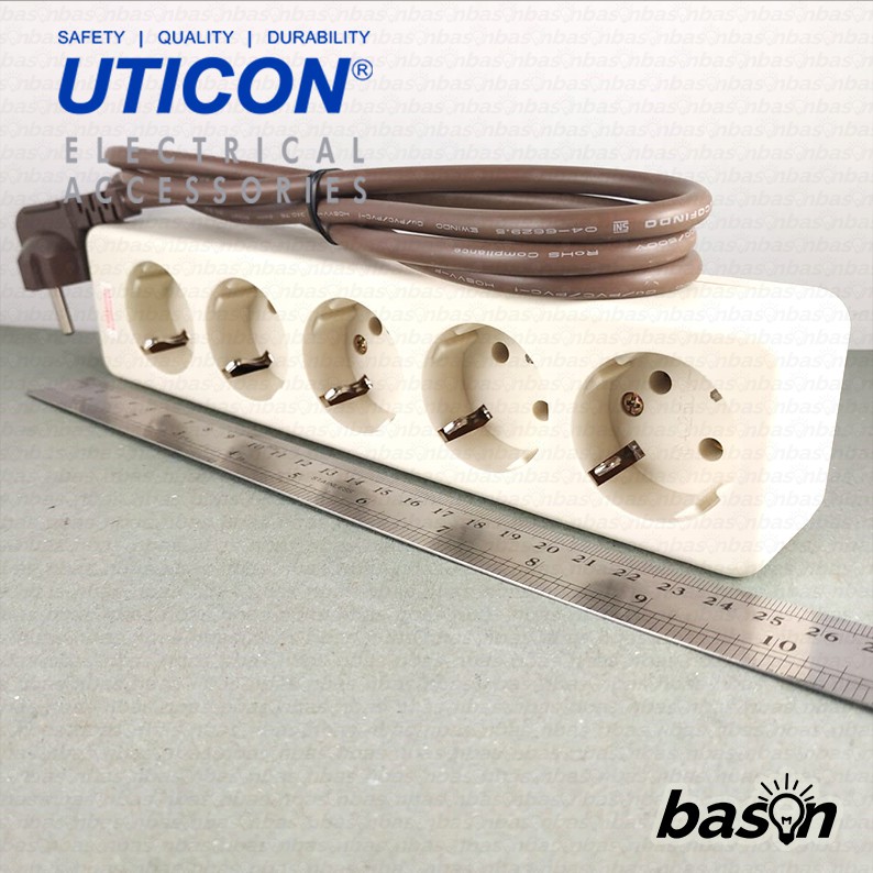 UTICON ST158C Multi Outlet - Stop Kontak 5 Lubang Arde 1.5 Meter