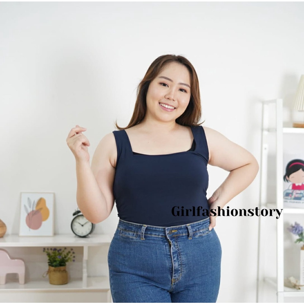 BEFAST - ZFS OOTD Wanita Tanktop IVANA / [PLUS SIZE] SQUARE TANKTOP / Tanktop Jumbo Kasual / Tanktop Daleman Wanita / Atasan Pakain Wanita Sexy / Tanktop Polos / Termurah / Terlaris