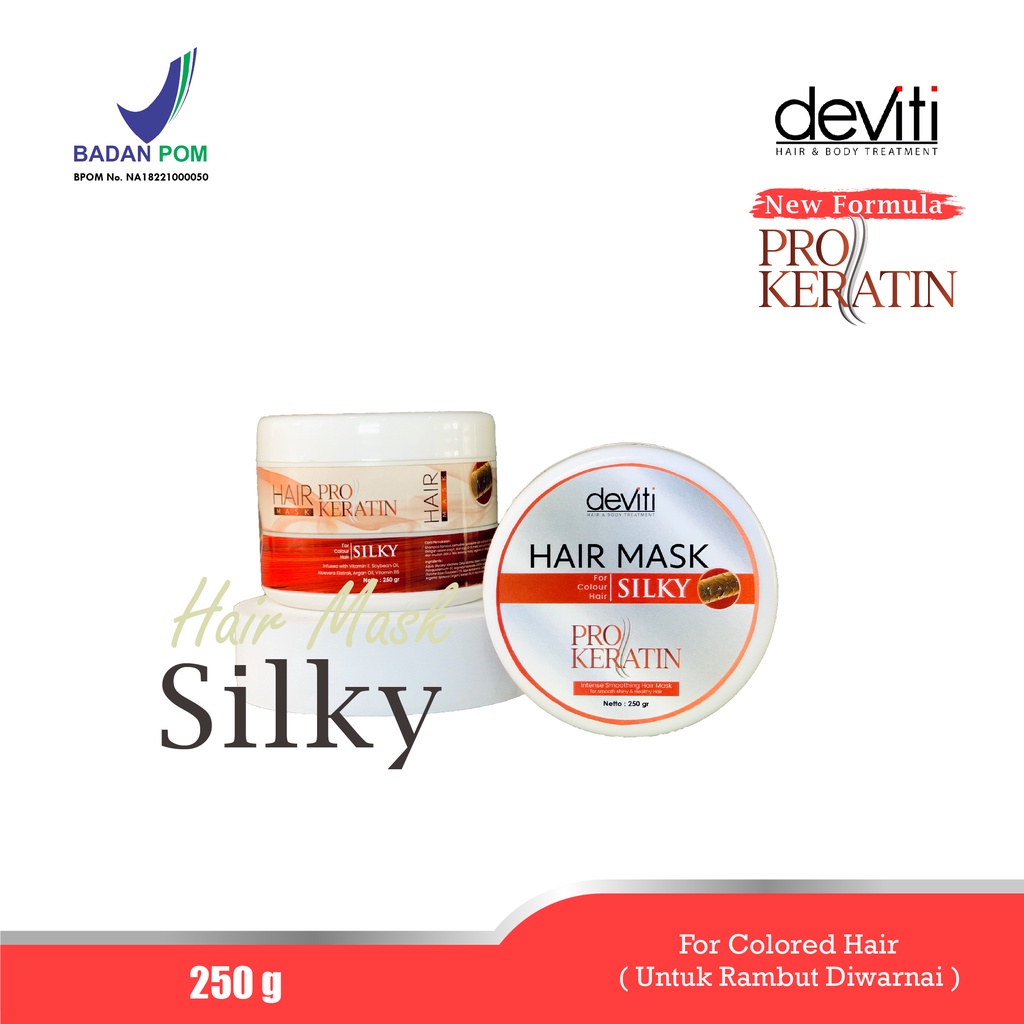 Deviti Hair Mask Silky Pro Keratin Perawatan Rambut Berwarna dan Berkilau 250Gr