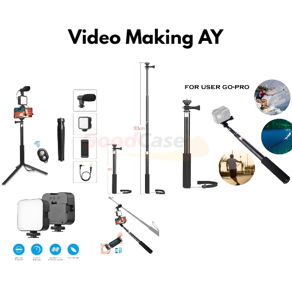 Paket Video Making Set Mic LED With Stabilizer Grip Video Handle C For Video Recording Tool Kit