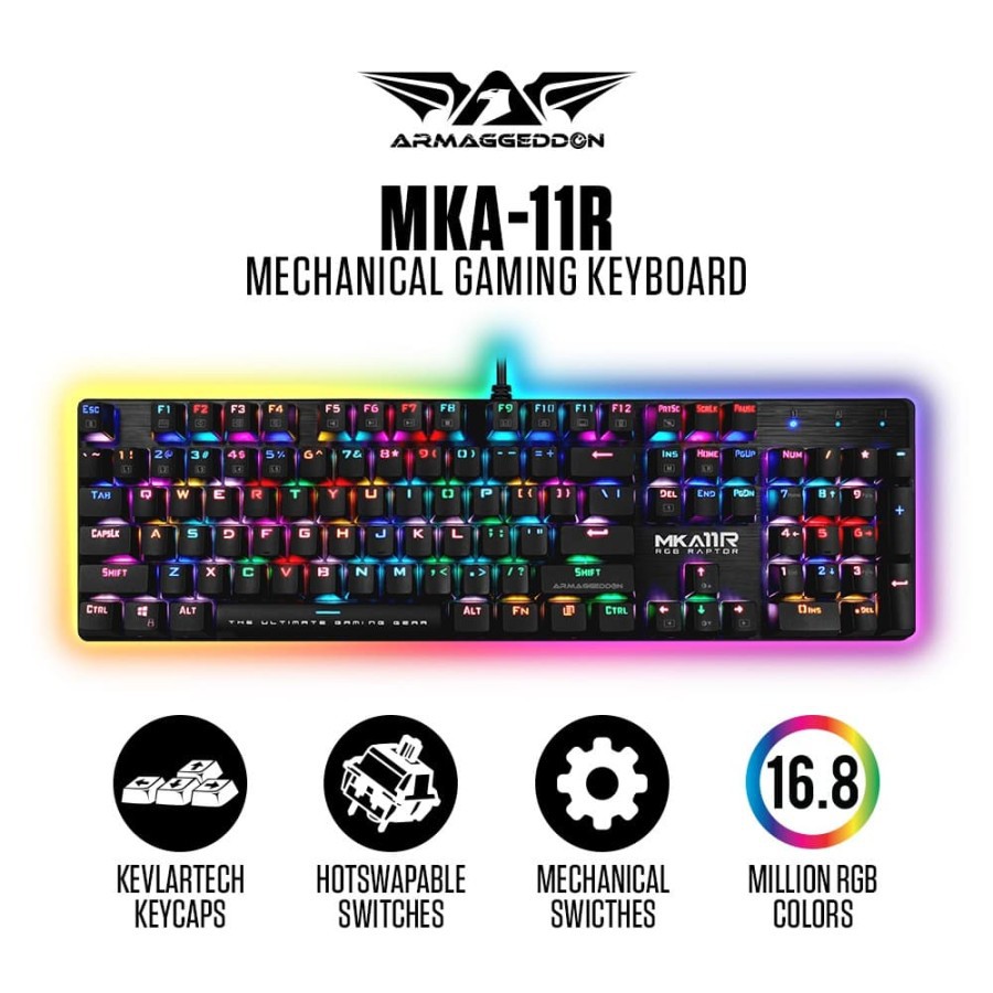 Armaggeddon MKA-11R RGB Raptor - MKA 11R MKA11R Mechanical Gaming Keyboard