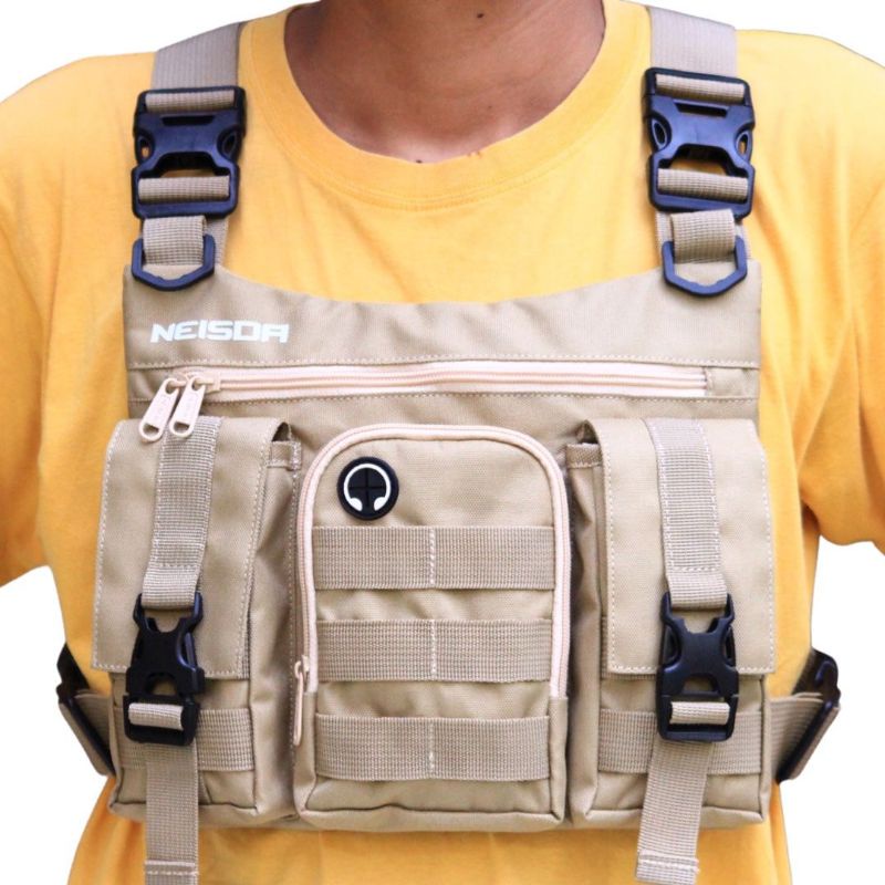 CHEST BAG GOLDY V2 - Tas dada Pria Tactical Cream Three Pocket Neisda terbaru 2023