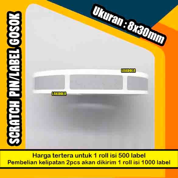 

1000 pcs 8x30 mm Scratch Pin label gosok Sticker Gosok 8x30 mm