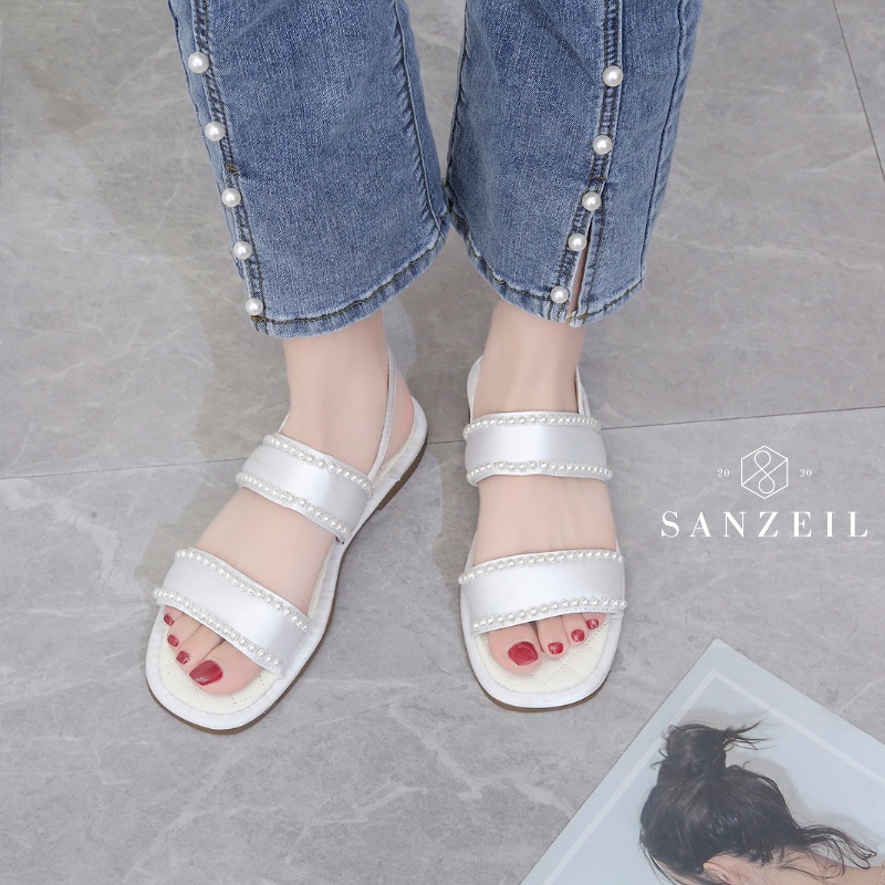 COD BAYAR DITEMPAT!!! 0166 - Sandal Wanita Import Tali Pearl