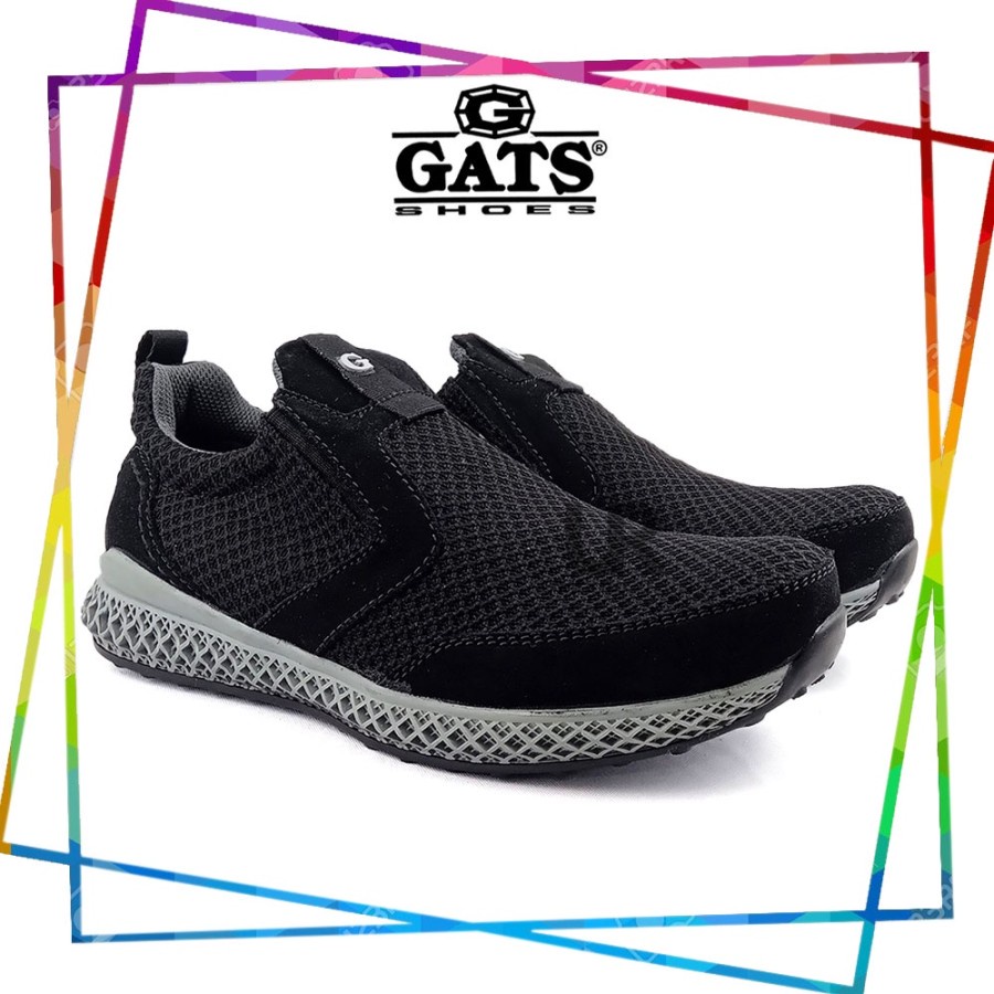 sepatu sneaker kasual GATS RN 1002 black navy.terbaru dari gats