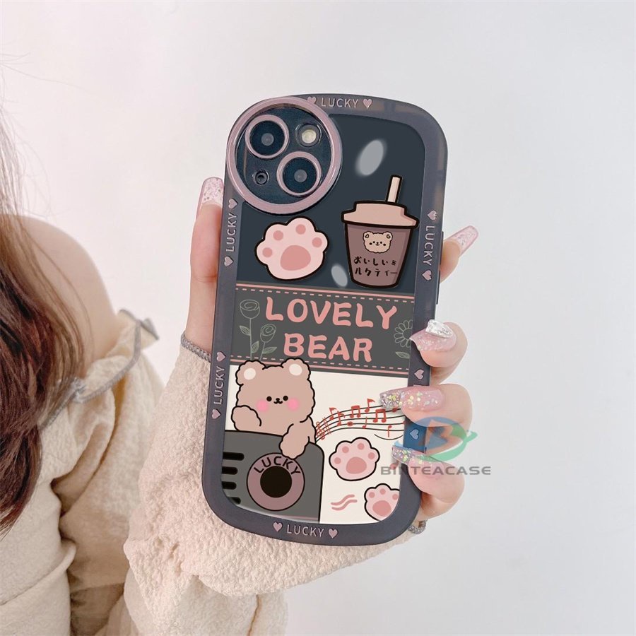 Case Bahan TPU Motif Beruang Teh Susu Untuk VIVO Y16 Y22 Y35 Y33S Y21T Y21S Y33S Y11 Y12 Y15 Y17 Y12S Y12S Y15S Y15A Y20S Y20i Y19 Y50 Y1 Y30