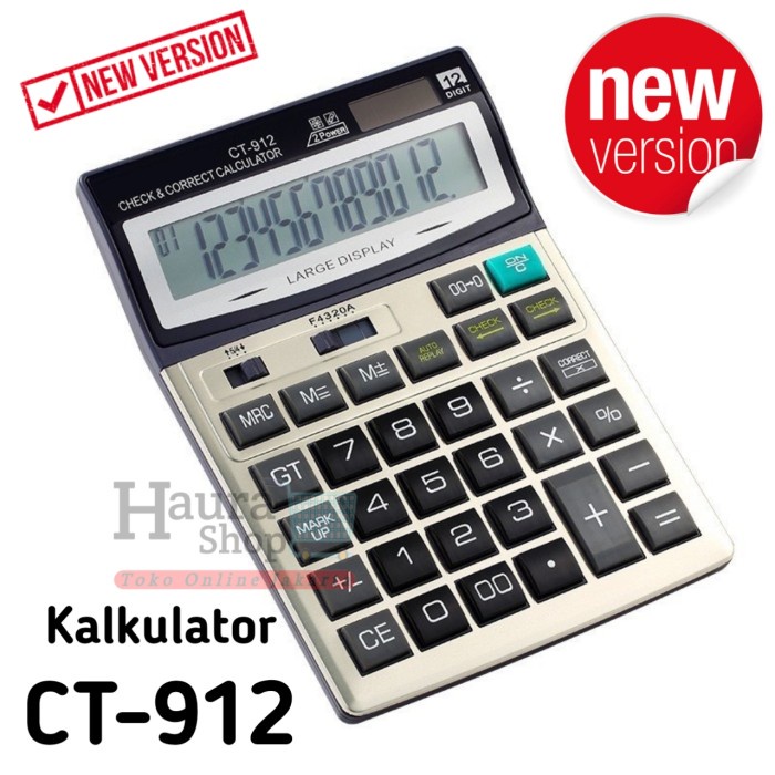 

CODE610 Kalkulator CT-912 CT912 Large Display 12 Digit Versi Terbaru