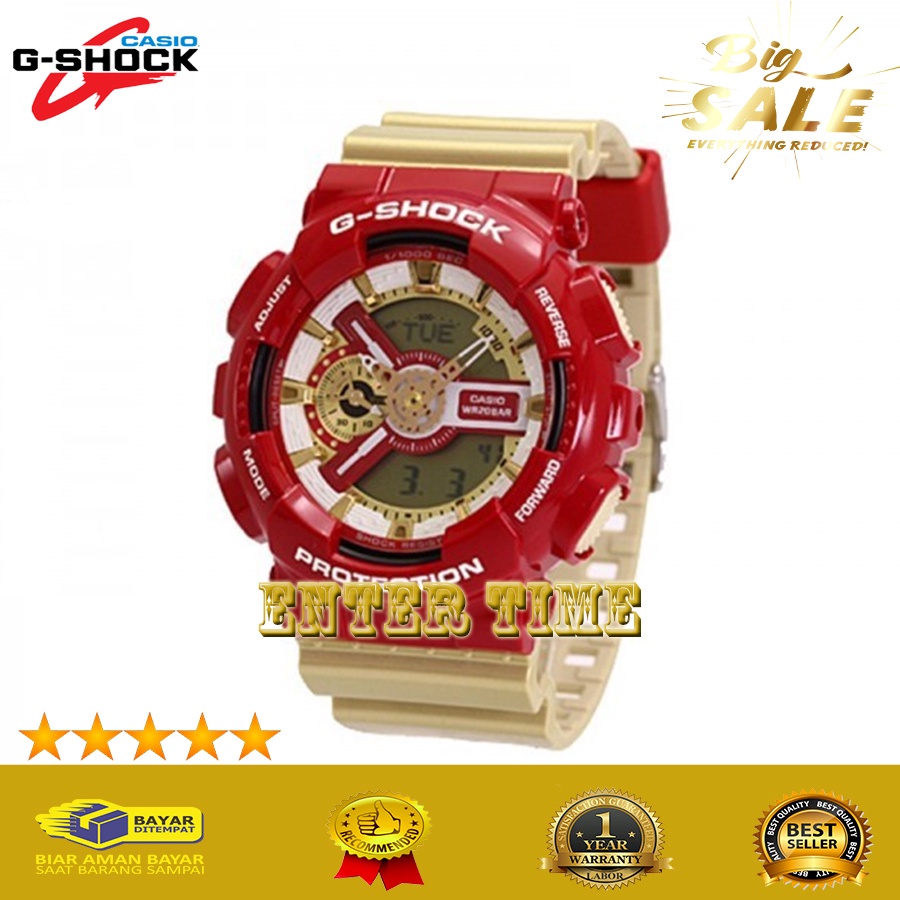 HOT PROMO  JAM PRIA TERBARU CASIO G-SHOCK GA-110CS-4ADR IRONMAN RUBBER STRAP CHRONO JAM TANGAN PRIA 