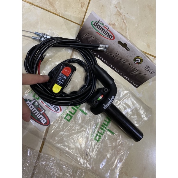 paket Gas spontan domino 2 kabel plus saklar domino kanan plus stater universal bebek matick moge