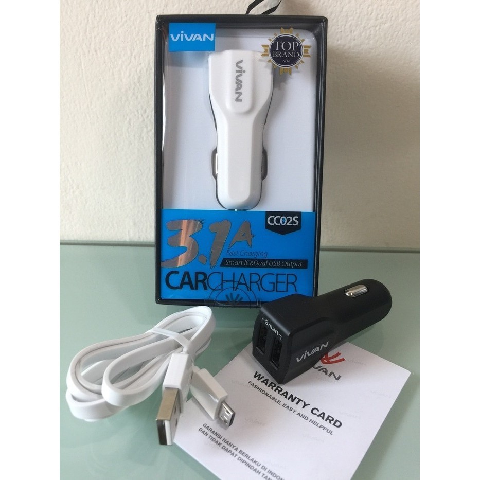 Car Charger Vivan 2 Port Charger Mobil Vivan Dual Output Original