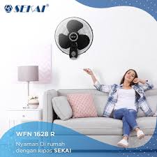 SEKAI Wall Fan Kipas Angin Dinding Remote 16 Inch / 40 cm WFN 1628 RC Remot Hitam / Black