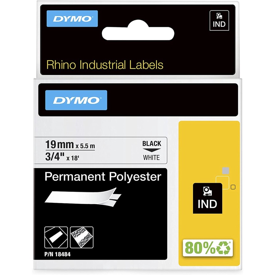 

Dymo RHINO 18484 permanent polyester white 19mm x 5 meter/ label dymo