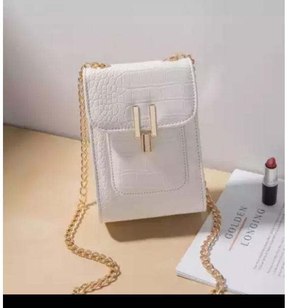 "KGS.21Jl22ᶜ" tas selempang handphone croco wanita konci Y hp Sling Bag fashion tas