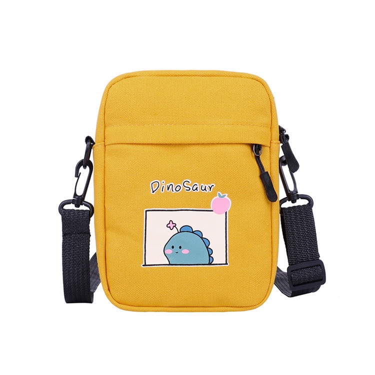 ALESHA ID [BAYAR DI TEMPAT] TAS SELEMPANG BAHAN CANVAS MOTIF DINO KEKINIAN SLING BAG KANVAS IMPORT ALA KOREA DINOSAURUS KEKINIAN