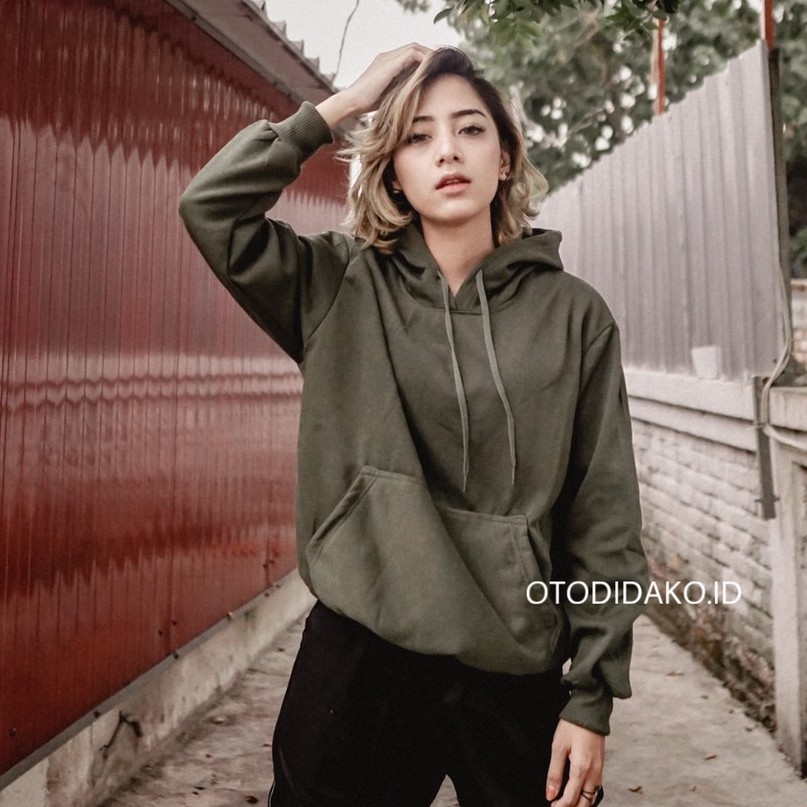 SWEATERHOODIE -  HOODIE JUMPER POLOS SIZE M-XXL (PRIA & WANITA) TERLARIS-ARMY